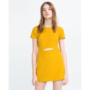 Zara Trafaluc collection yellow front cut-out playsuit size M